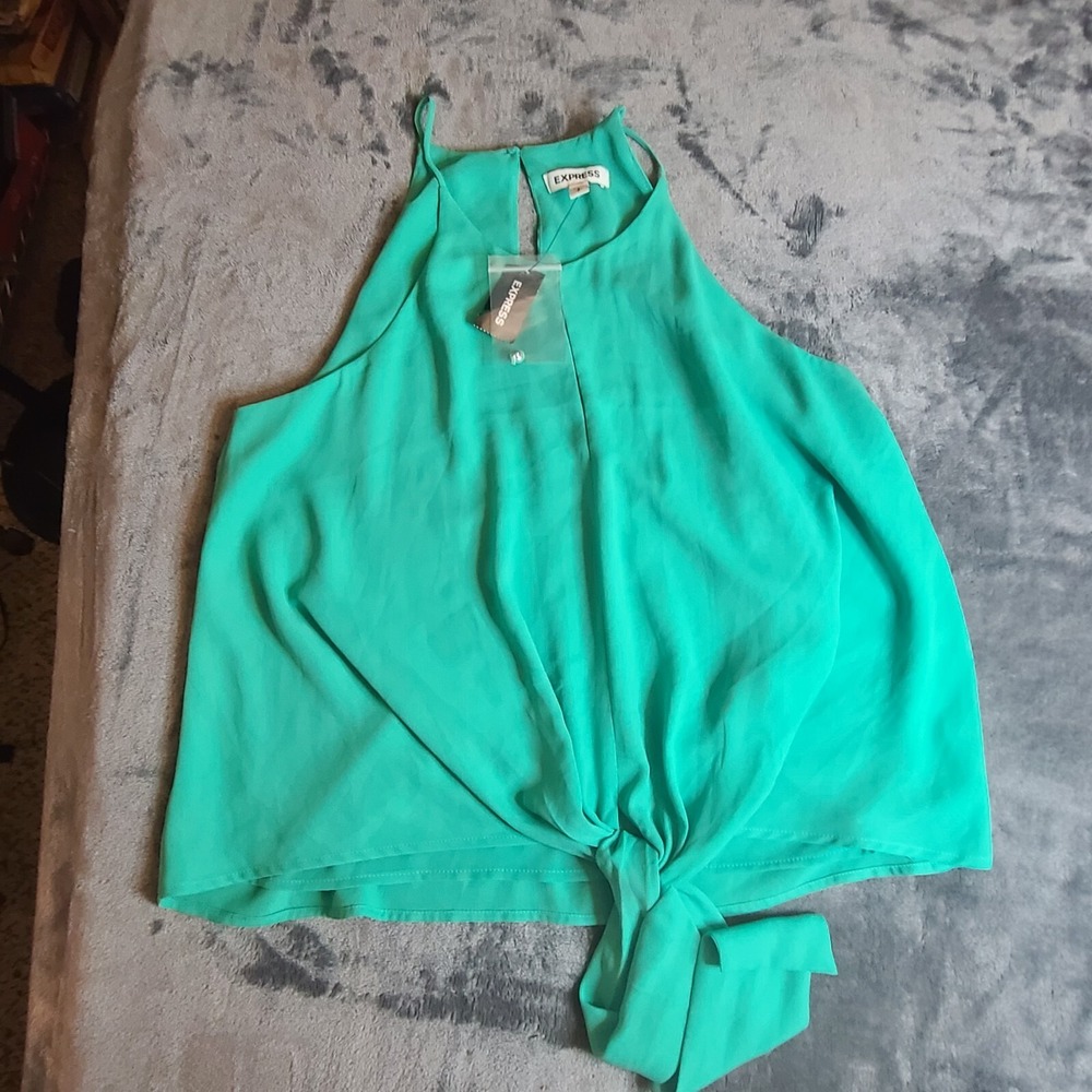 Express Lined Spaghetti Straps . Cami Top Size Small Teal Sleeveless Blouse